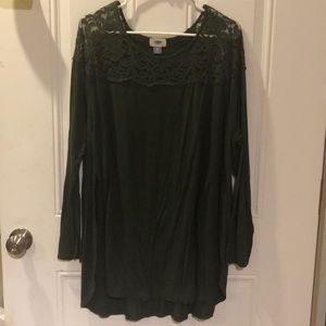 Olive green lace top shirt